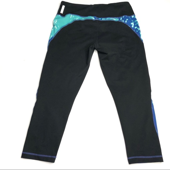 Zella Cropped Leggings Teal Blue Black Size Small - Picture 4 of 8